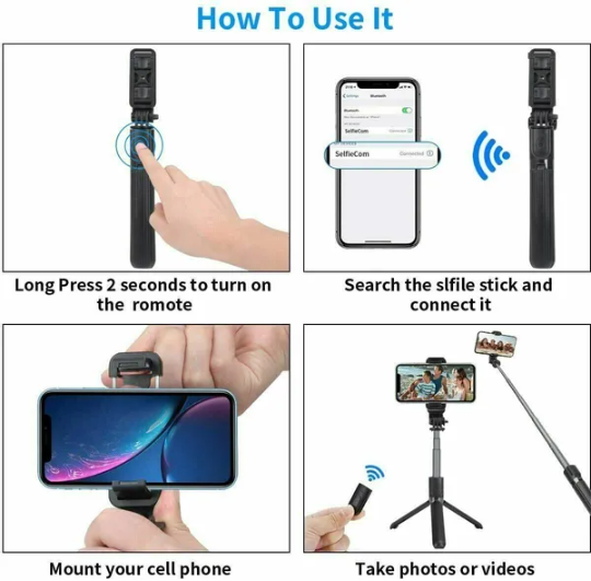 Selfie Stick Tripod Remote Desktop Stand Cell Phone Holder
