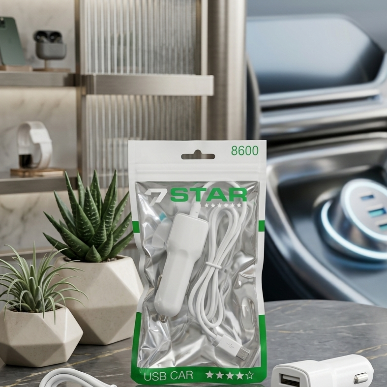 7 Star Car Charger With Android Wire And 1 USB Slot