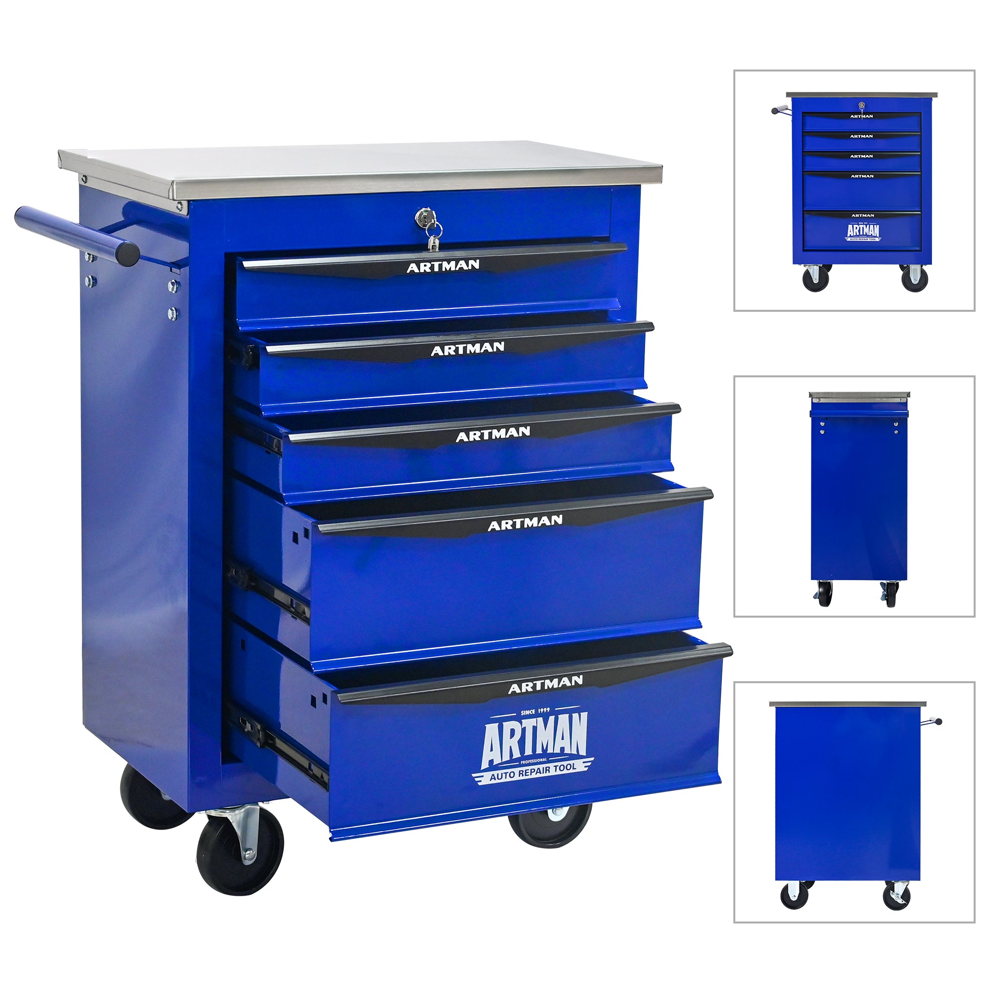 5 Drawers Multifunctional Tool Cart With Wheels