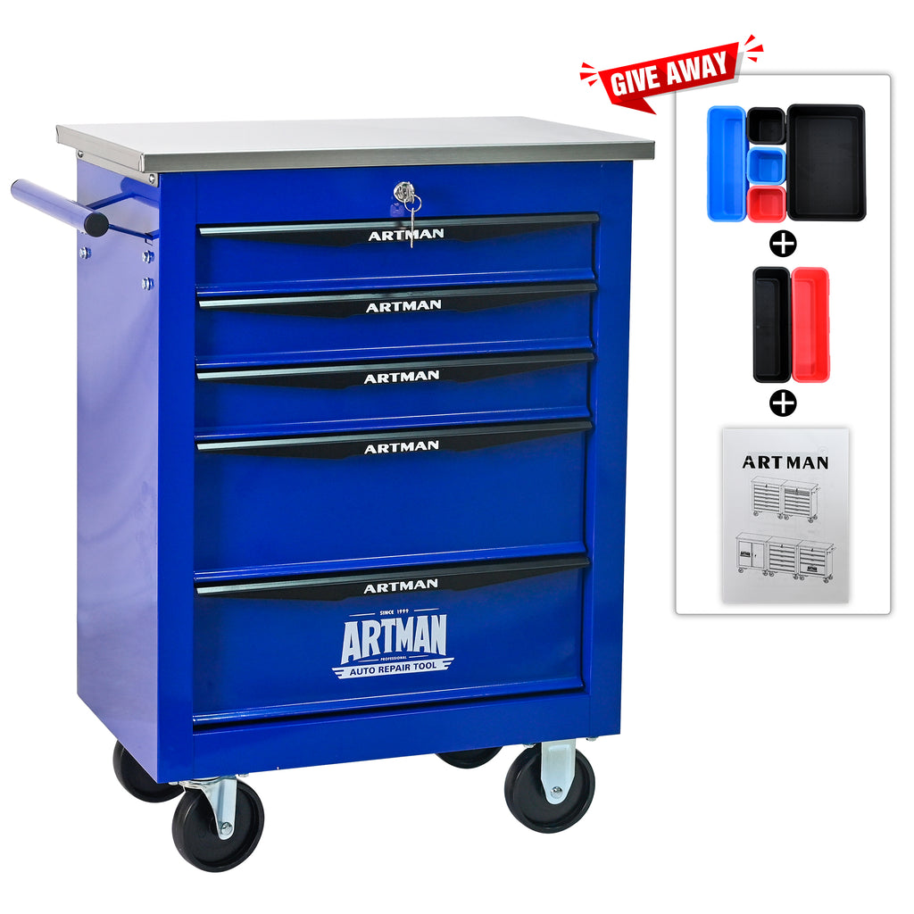 5 Drawers Multifunctional Tool Cart With Wheels