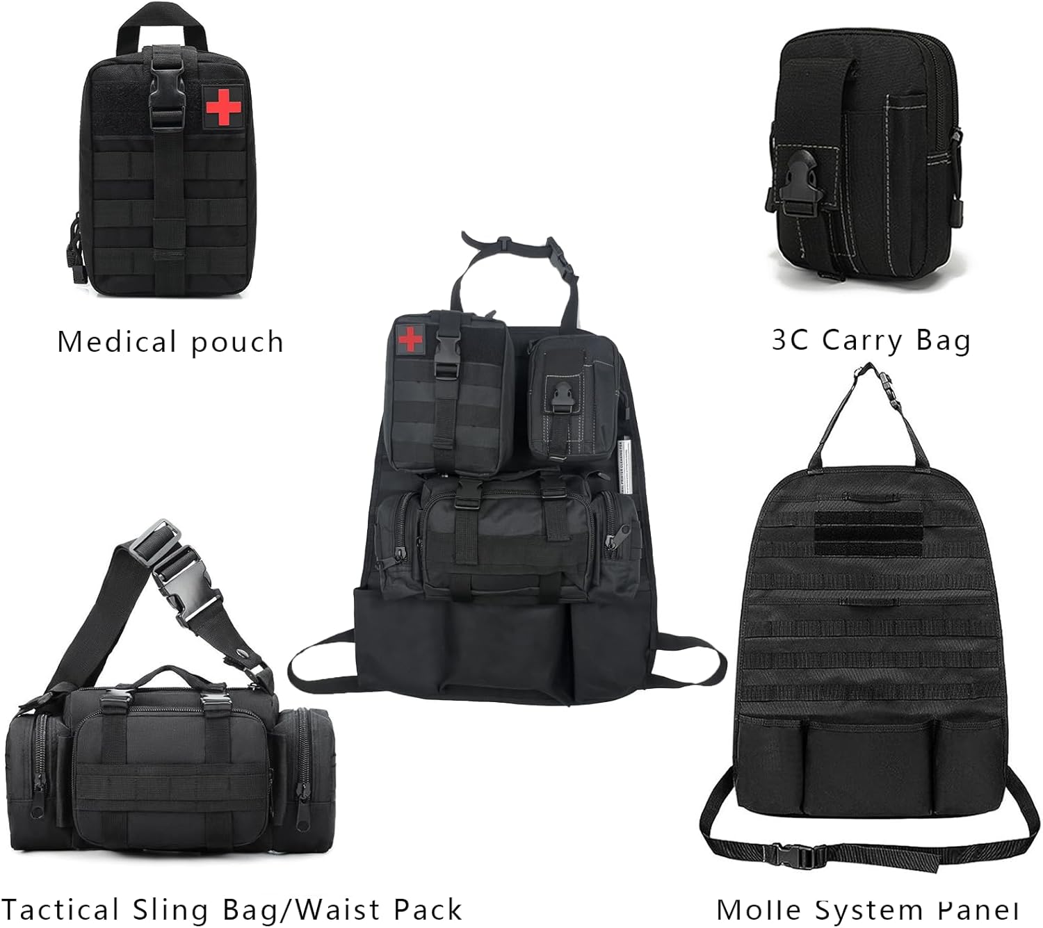 2 Set-Storage Bag, Back Seat Organizer With 3 Detachable Pouches