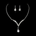 White Diamond Water Drop Necklace Earrings Set