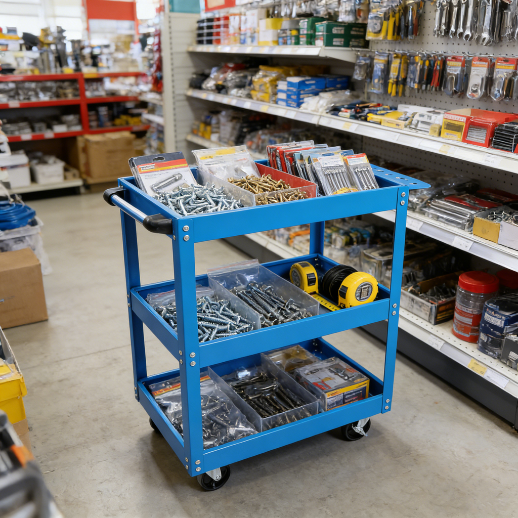 Heavy Duty Steel Utility Cart W Lockable Wheels For Garage