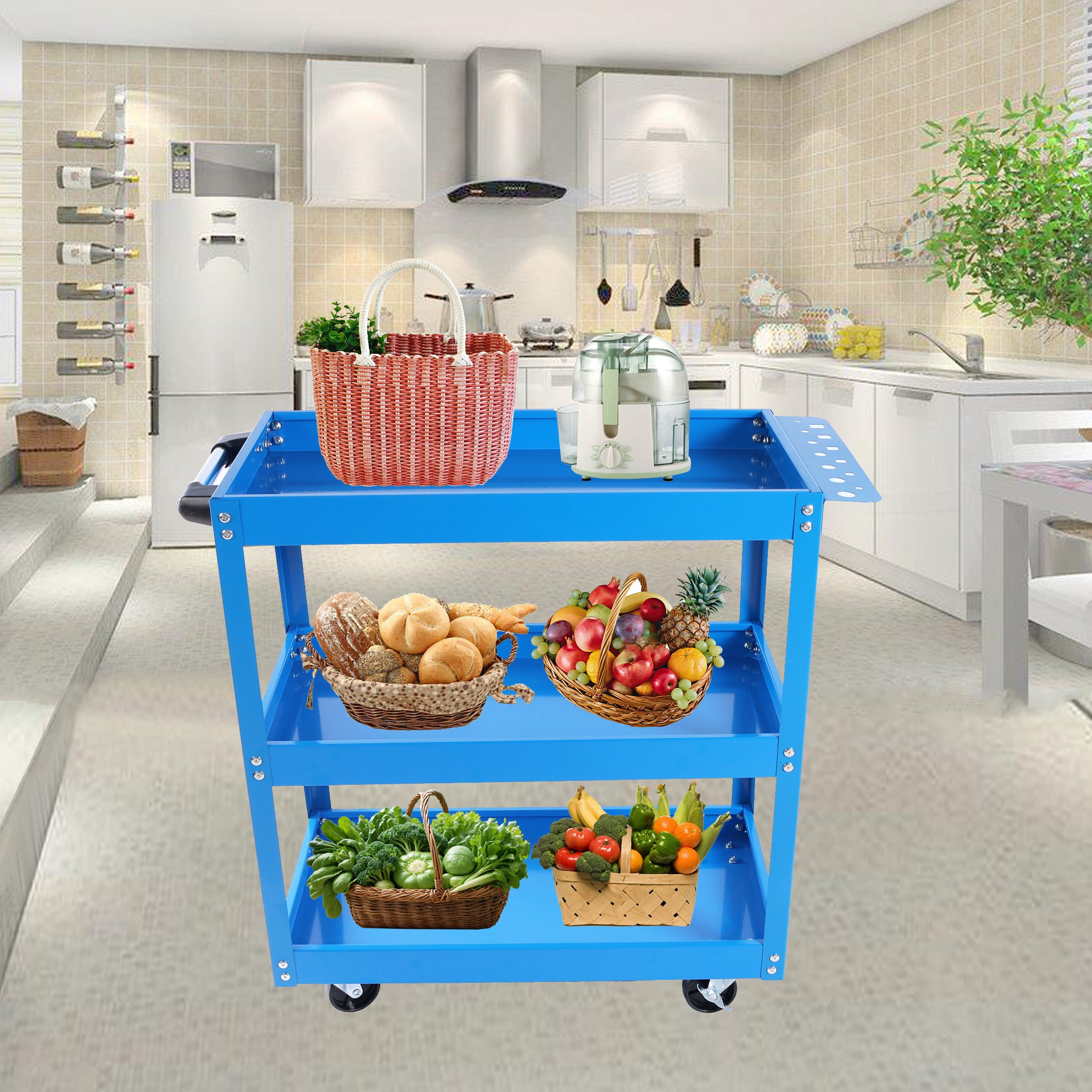 Heavy Duty Steel Utility Cart W Lockable Wheels For Garage