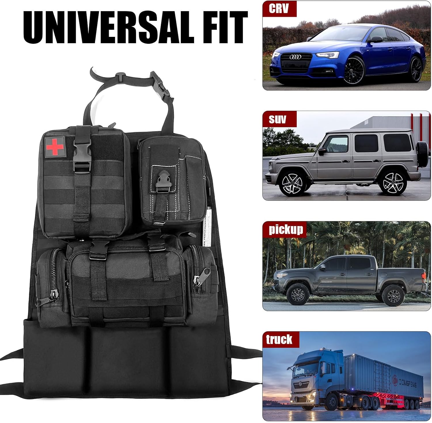 2 Set-Storage Bag, Back Seat Organizer With 3 Detachable Pouches