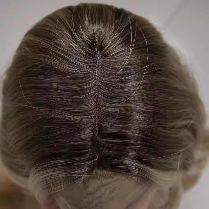 European And American Fashion T-shaped Lace Gold Gradient Wavy Curly Hair Wigs